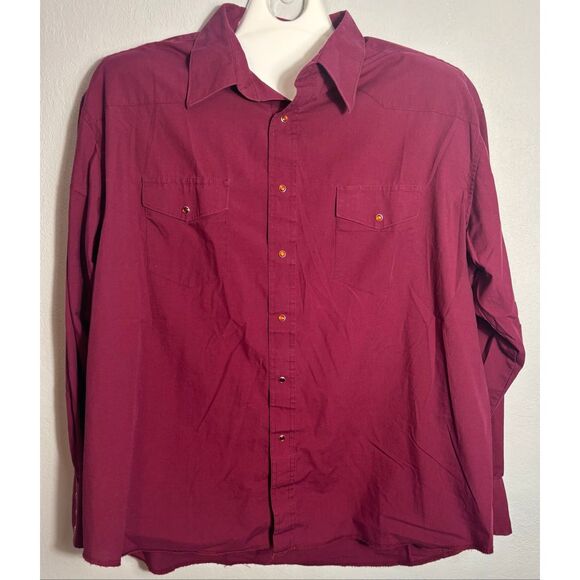 Vintage Wrangler Western Shirt Mens 2XL XXL Red X-Long 90’s - Picture 2 of 6
